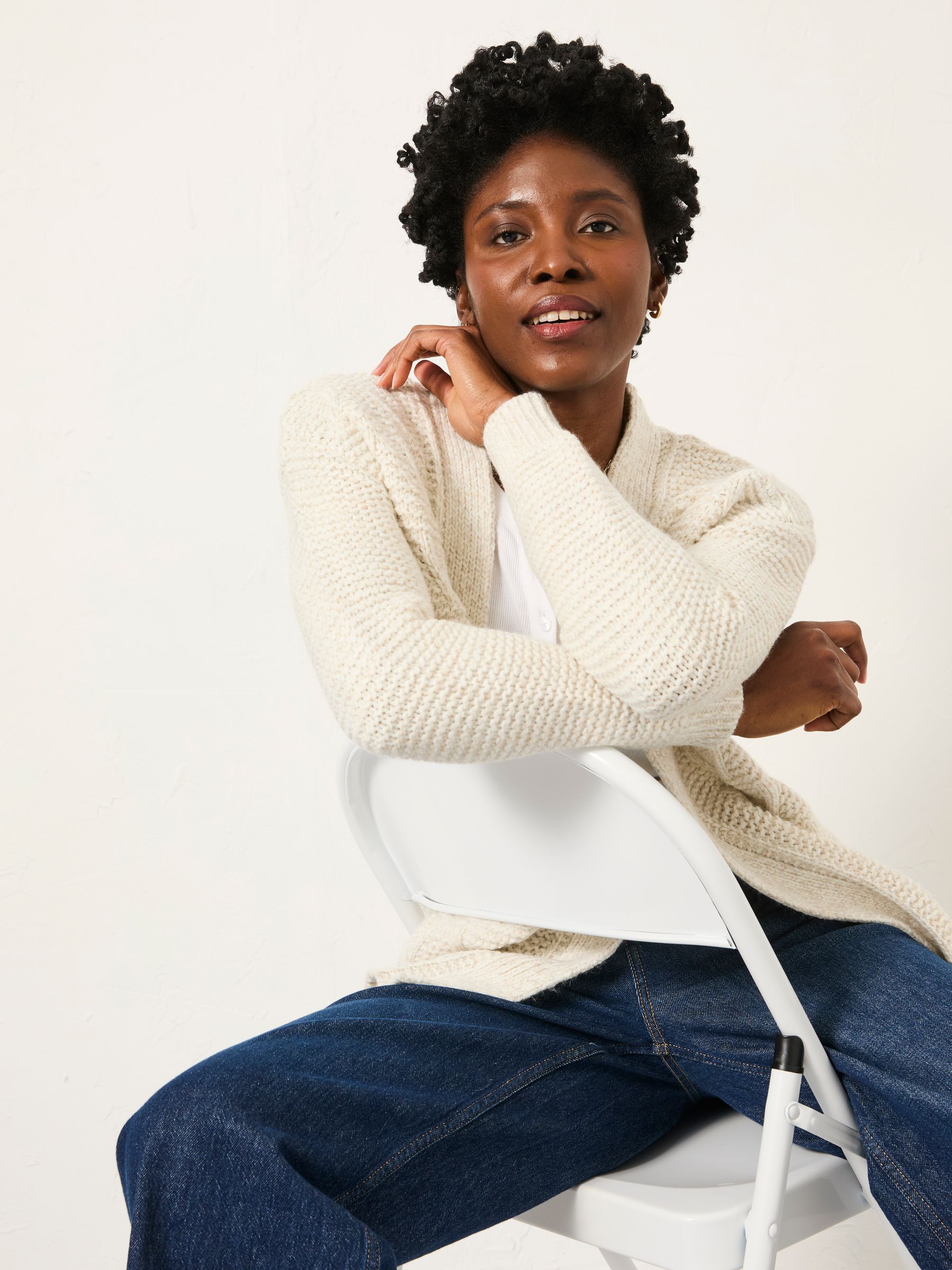 leday ounce noa wide knit 【cream】 Buy FatFace Ezzie Ivory Knitted Edge To Edge Cardigan from the