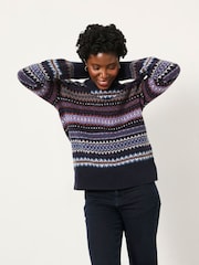 FatFace Genevieve Navy Fairisle Crew Neck Jumper - Image 2 of 7