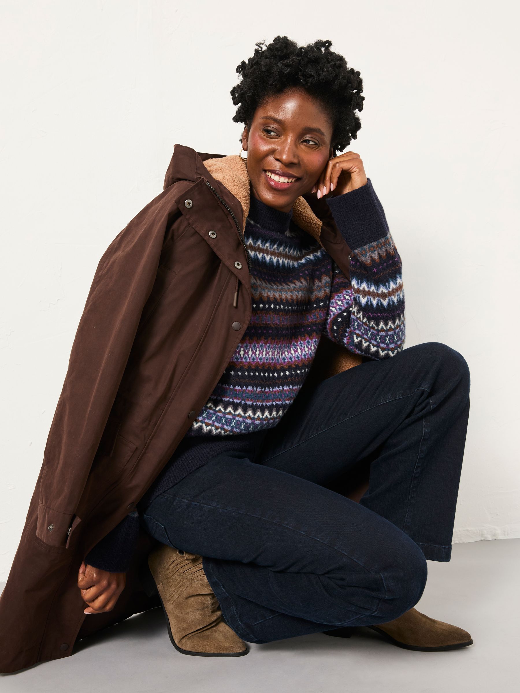 Buy FatFace Genevieve Navy Fairisle Crew Neck Jumper from the Next