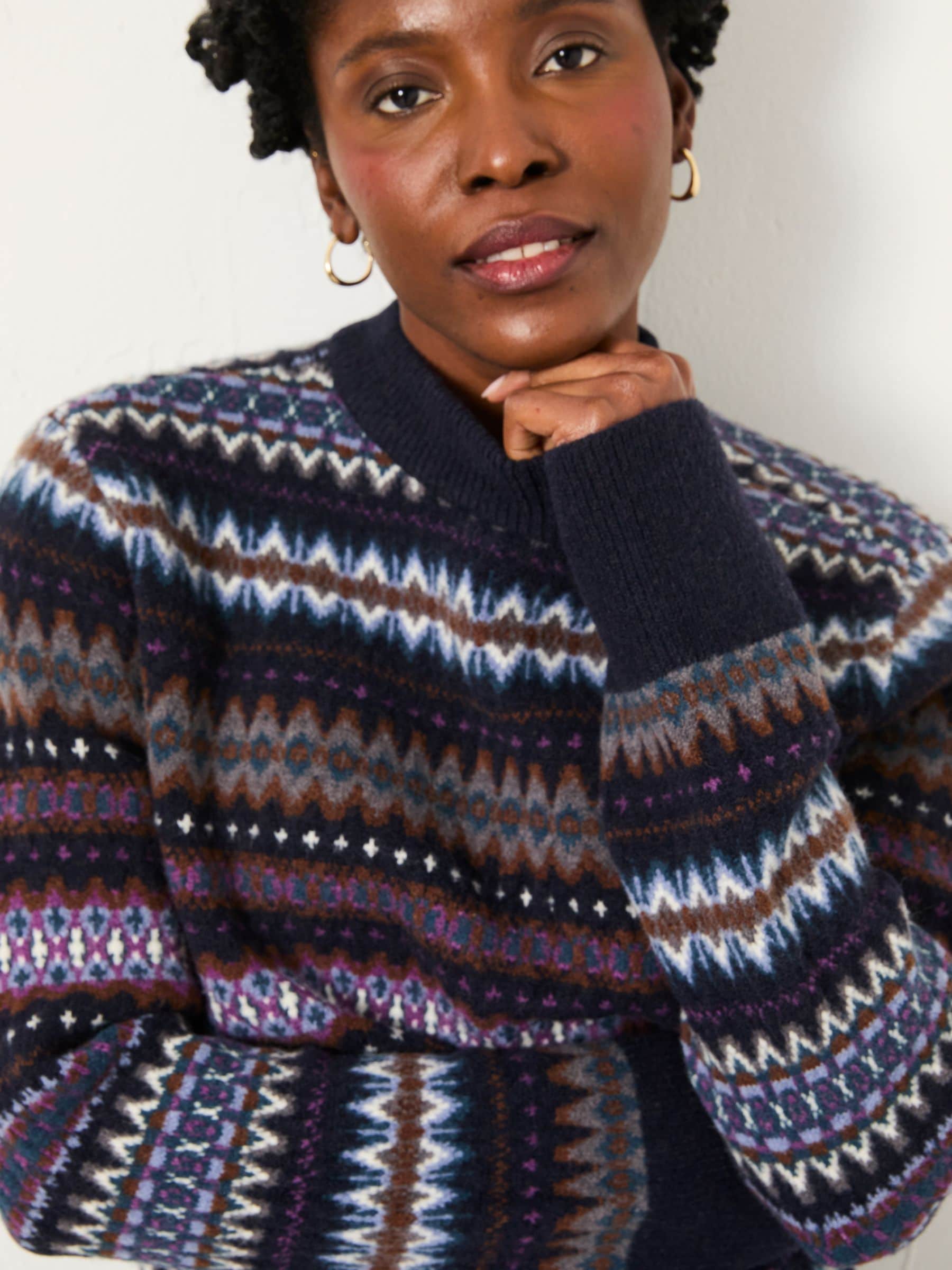 Buy FatFace Genevieve Navy Fairisle Crew Neck Jumper from the Next