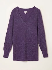 Roxo escuro - FatFace Sparkle Knitted Tunic - Imagem 6 de 6