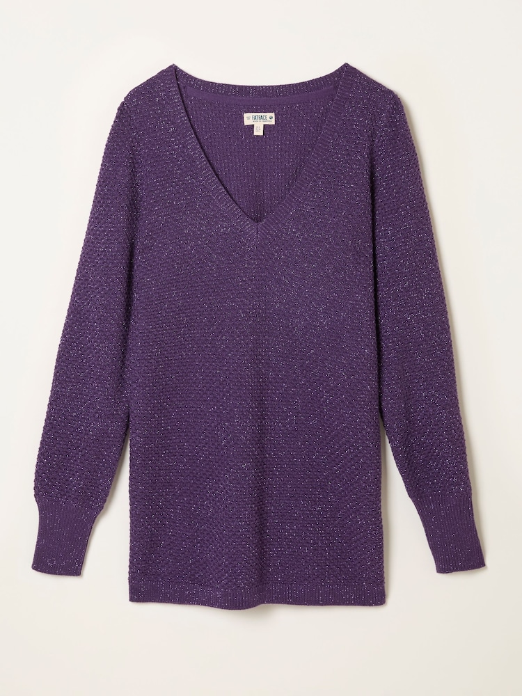 FatFace Lara Dark Purple Sparkle Knitted Tunic - Image 6 of 6 FatFace Lara Dark Purple Sparkle Knitted Tunic - Image 6 of 6