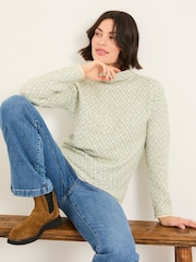 FatFace Skye Mint Green Knitted Pattern Jumper - Image 2 of 6