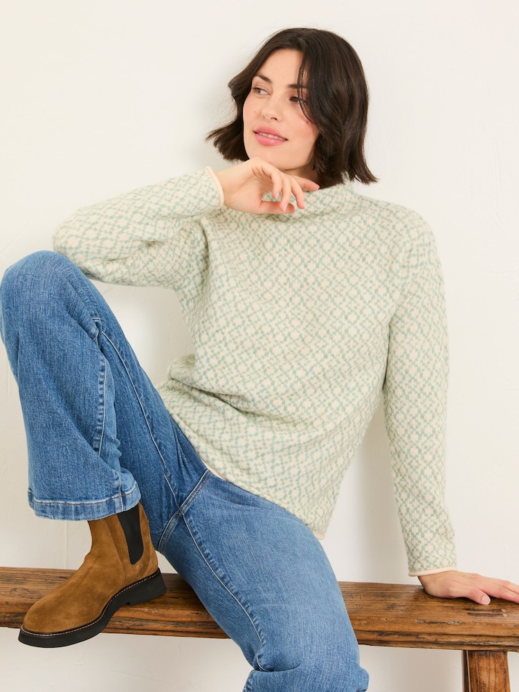 FatFace Skye Mint Green Knitted Pattern Jumper - Image 2 of 6 FatFace Skye Mint Green Knitted Pattern Jumper - Image 2 of 6