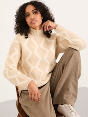 FatFace Natural Diamond Knitted Jumper - Image 5 of 6