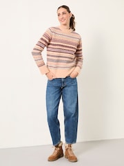 FatFace Genevieve Natural Fairisle Crew Neck Jumper - Image 3 of 6