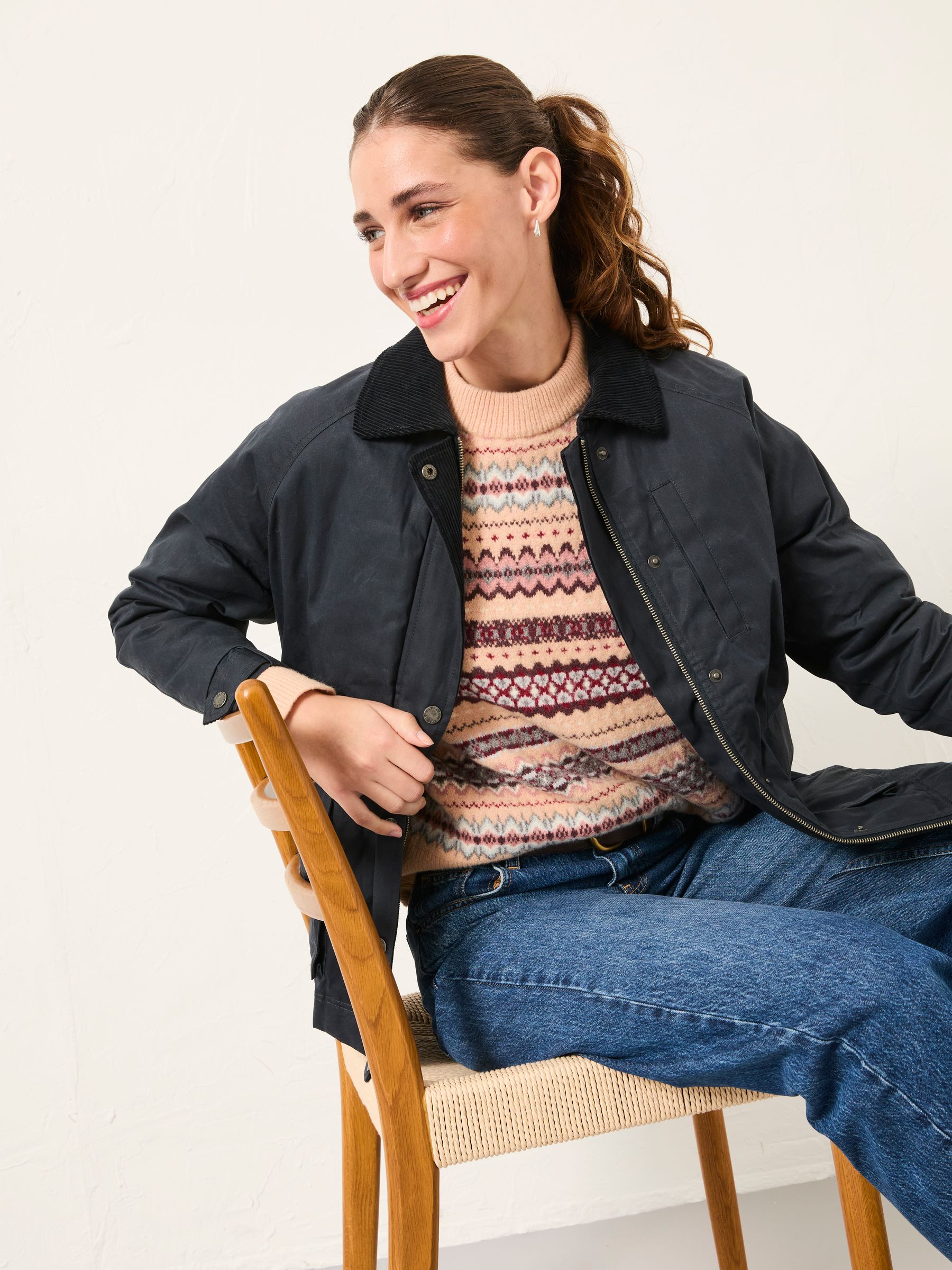 Buy FatFace Genevieve Natural Fairisle Crew Neck Jumper from the