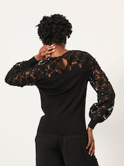 FatFace Black Lace Insert Knitted Top - Image 2 of 6