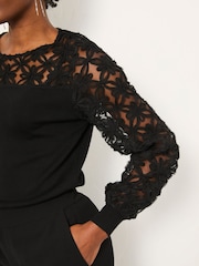 FatFace Black Lace Insert Knitted Top - Image 4 of 6