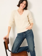 FatFace Marie Ivory Knitted Stitch Jumper - Image 3 of 6