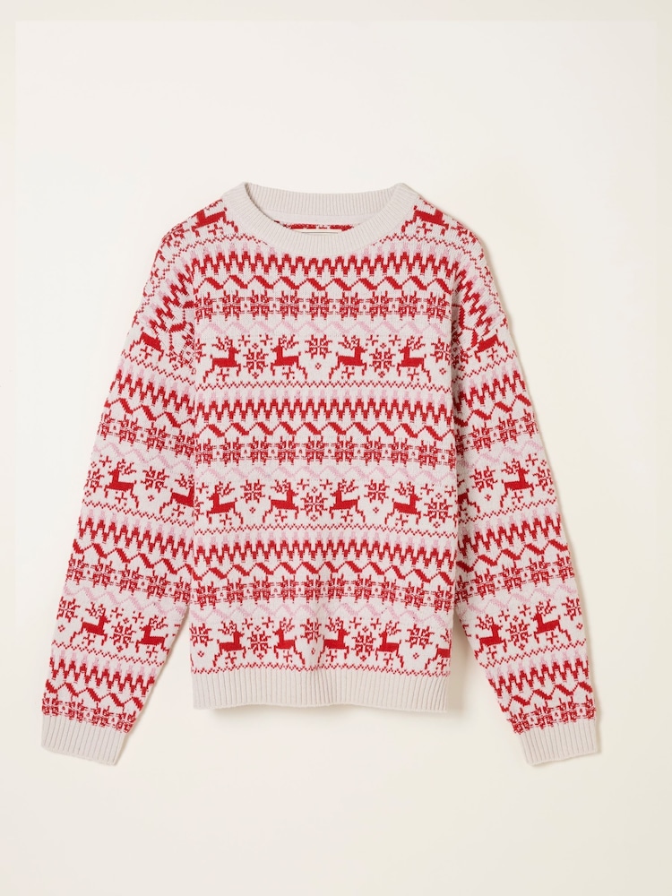 FatFace Reindeer Knitted Crew Jumper - Imagem 1 de 1