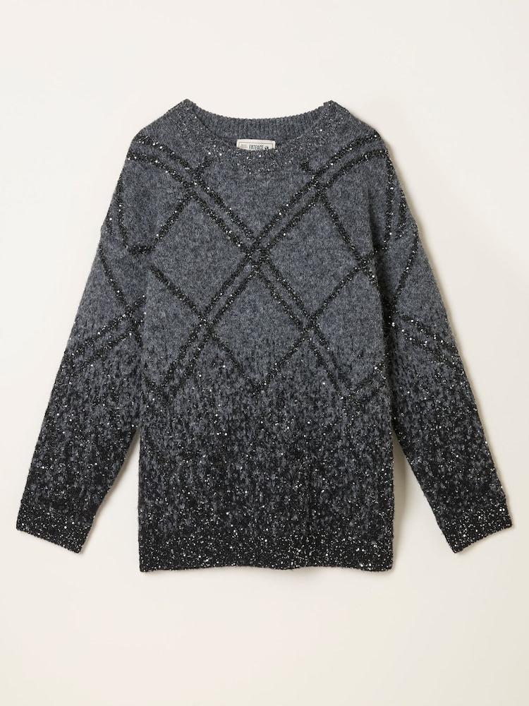 FatFace Grey Sequin Knitted Fluffy Jumper - Image 5 of 5 FatFace Grey Sequin Knitted Fluffy Jumper - Image 5 of 5