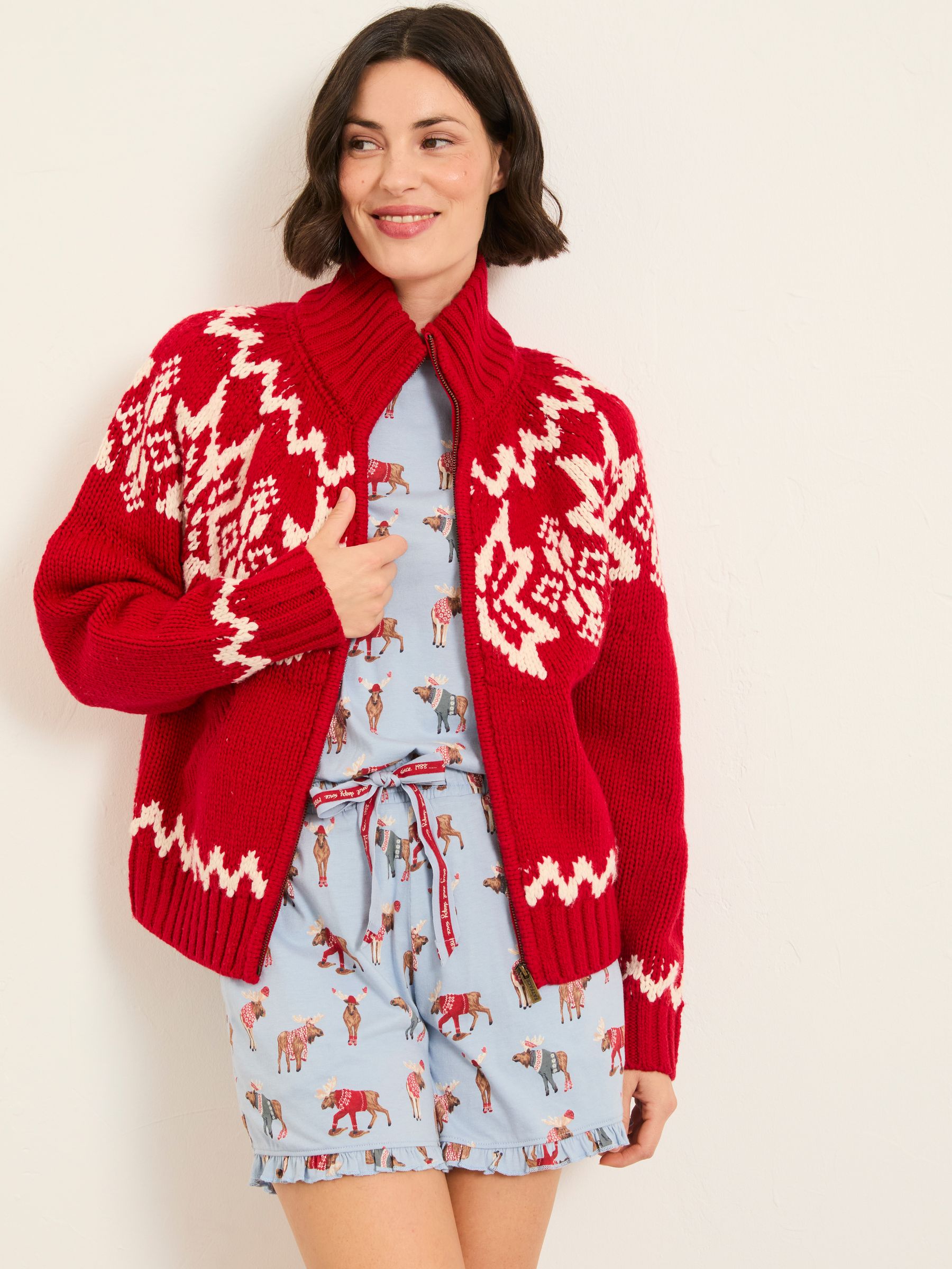 Buy FatFace Red Shelter Knitted Zip Through Cardigan from Next