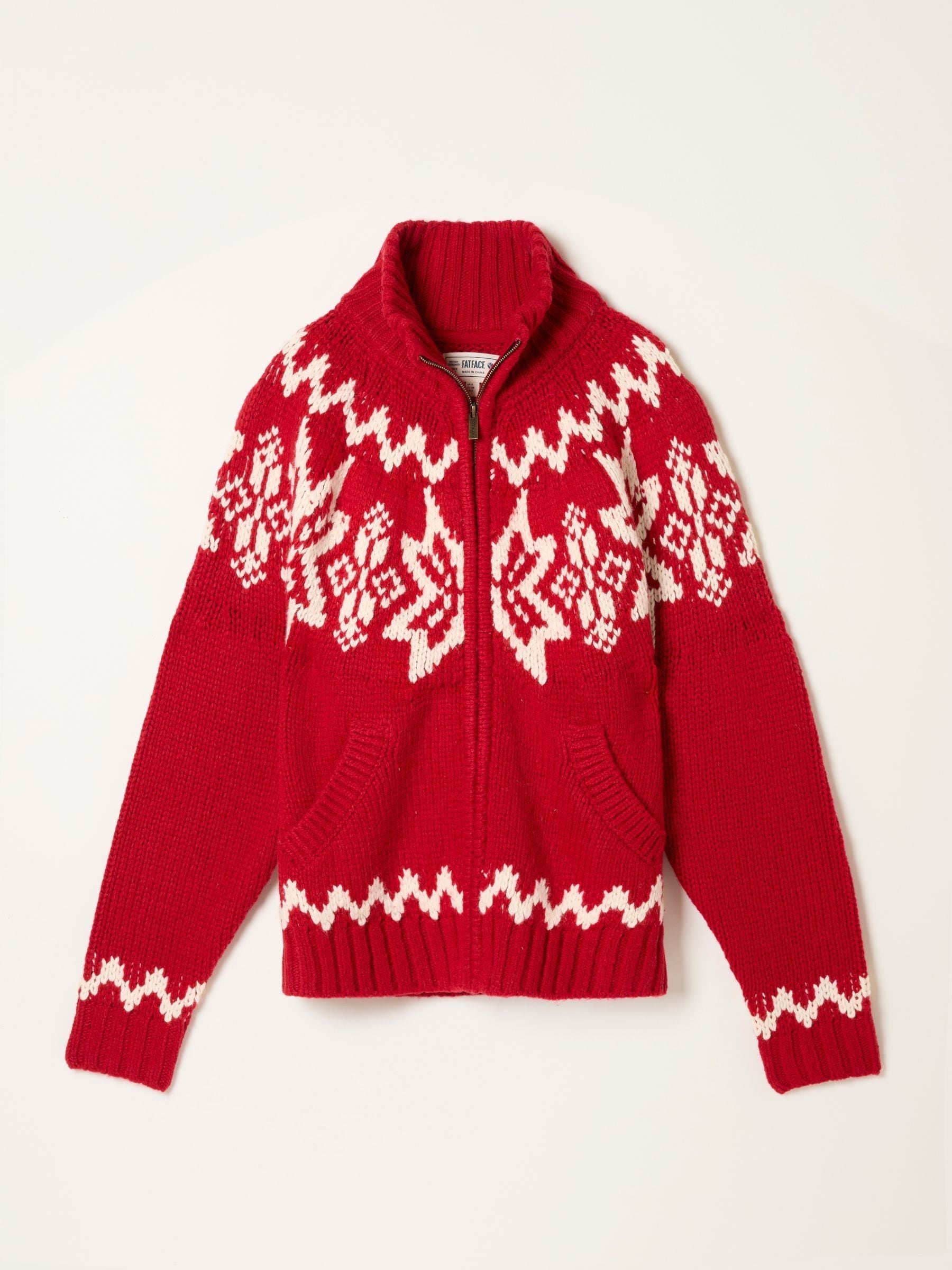 Buy FatFace Red Shelter Knitted Zip Through Cardigan from Next