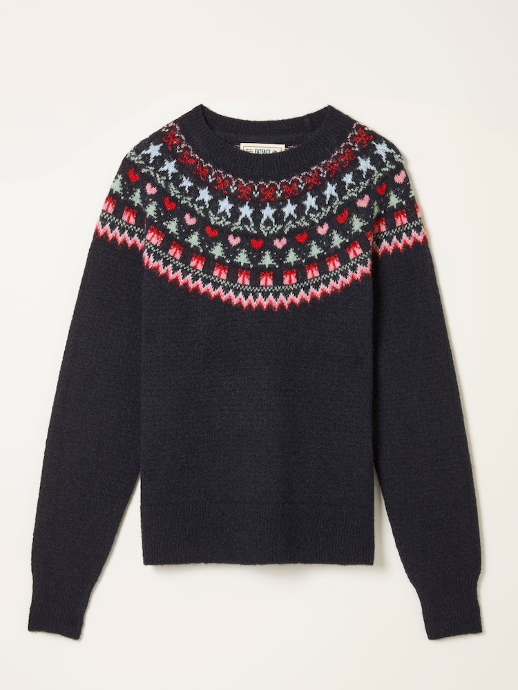FatFace Noelle Navy Fairisle Knitted Jumper - Image 5 of 5 FatFace Noelle Navy Fairisle Knitted Jumper - Image 5 of 5