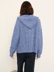 FatFace Casey Blue Knitted Cable Hoody - Image 2 of 6