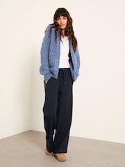 FatFace Casey Blue Knitted Cable Hoody - Image 3 of 6