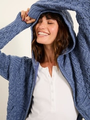 FatFace Casey Blue Knitted Cable Hoody - Image 4 of 6