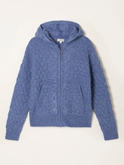 FatFace Casey Blue Knitted Cable Hoody - Image 6 of 6