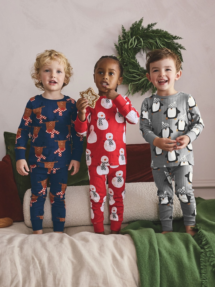 Red Xmas Snuggle Pyjamas 3 Pack (9mths-10yrs) - Image 1 of 10