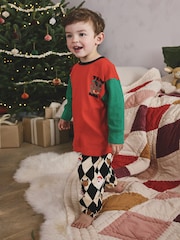 Red/Green Harlequin Single Xmas Pyjamas (9mths-12yrs) - Image 1 of 9