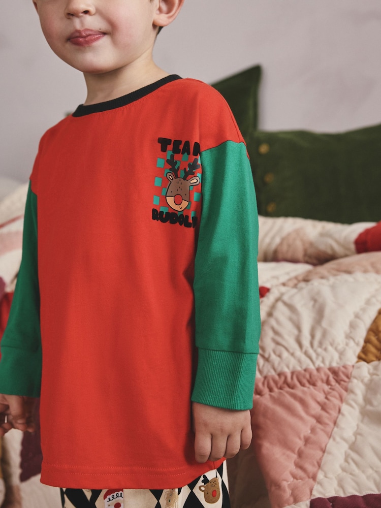 Red/Green Harlequin Single Xmas Pyjamas (9mths-12yrs) - Image 2 of 9