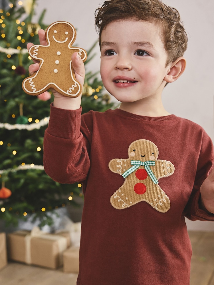 Red/Green Gingerbread Man Single Xmas Pyjamas (9mths-10yrs) - Image 2 of 7