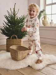Cream Single Cosy Fleece Xmas Pyjamas (9mths-10yrs) - Image 1 of 8