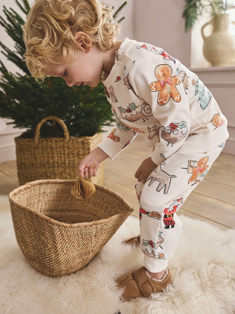 Cream Single Cosy Fleece Xmas Pyjamas (9mths-10yrs) - Image 2 of 8