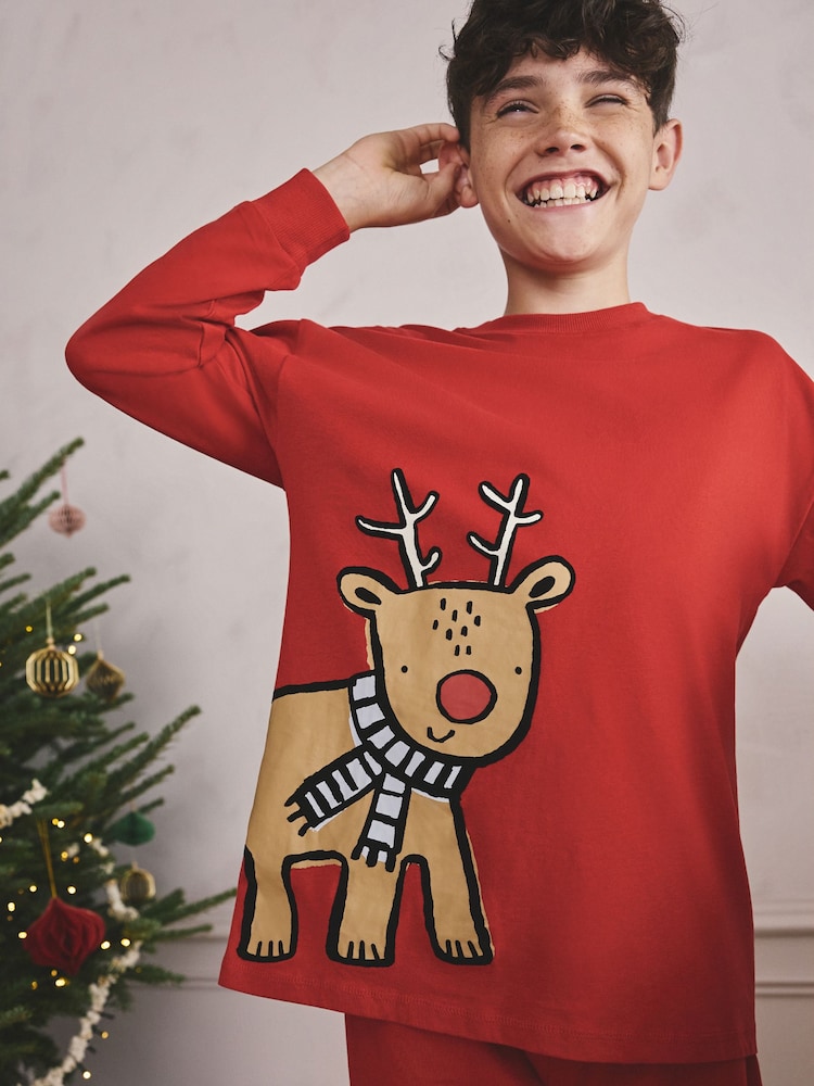 Rotes Rentier - Single Xmas Pyjamas (9mths-10yrs) - Bild 4 von 4
