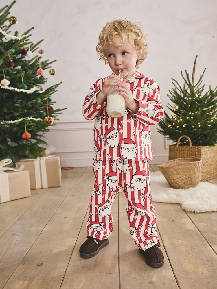 Red/White Santa Single Xmas Button Through Pyjamas (9mths-12yrs) - Image 1 of 8
