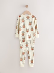 Ecru White Christmas Reindeer - Snuggle Fit Single Pyjamas (9mths-10yrs) - Imagen 2 de 4