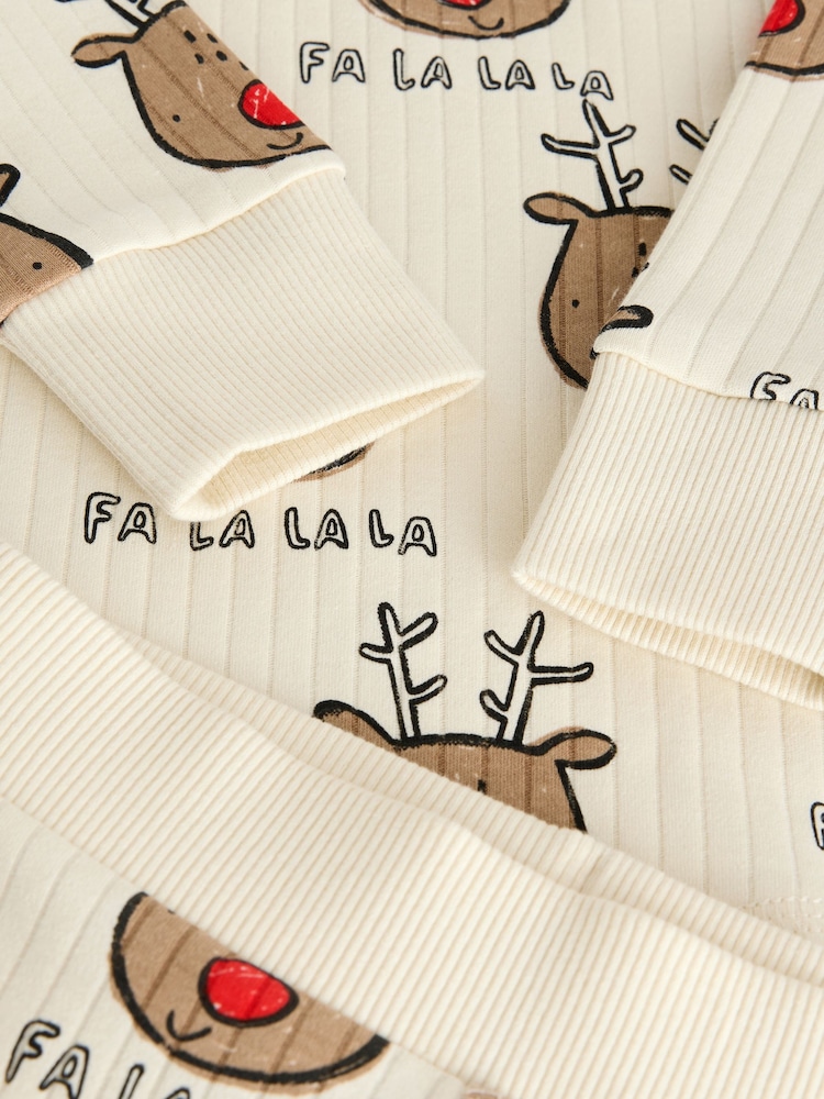 Ecru White Christmas Reindeer - Snuggle Fit Single Pyjamas (9mths-10yrs) - Imagen 4 de 4