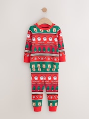 Red Fairisle Pattern Single Snuggle Xmas Pyjamas (9mths-10yrs) - Image 5 of 12