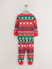 Red Fairisle Pattern Single Snuggle Xmas Pyjamas (9mths-10yrs) - Image 6 of 12