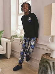 Blue/Black Snowman Single Xmas Pyjamas (5-16yrs) - Image 1 of 9