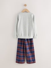 Grey/Navy/Red Check Happy Holidays Family Christmas Single Woven Pyjamas (5-16yrs) - Image 6 of 8