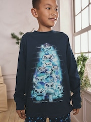 Mornariška/modra gamer drevo - Enojne božične pižame (5-16let) - Slika 3 iz 7