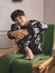 Black/White/Red/Green Football Single Christmas Pyjamas (4-16yrs) - Image 2 of 8