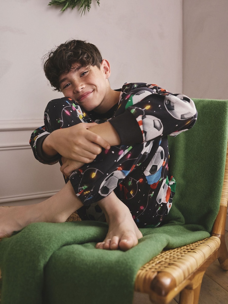 Black/White/Red/Green Football Single Christmas Pyjamas (4-16yrs) - Image 2 of 8