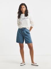 Simply Be Blue Bermuda Denim Shorts With Tencel TM Lyocell - Image 1 of 4