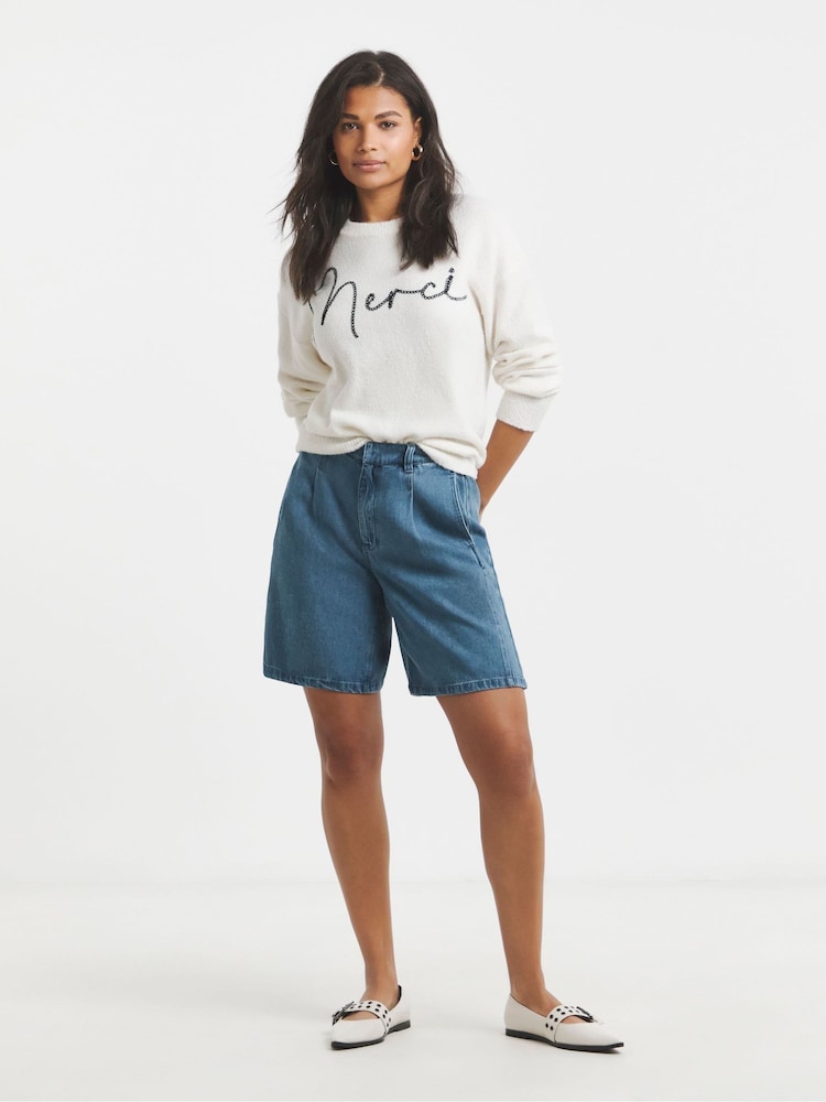 Simply Be Blue Bermuda Denim Shorts With Tencel TM Lyocell - Image 1 of 4