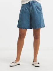 Simply Be Blue Bermuda Denim Shorts With Tencel TM Lyocell - Image 4 of 4