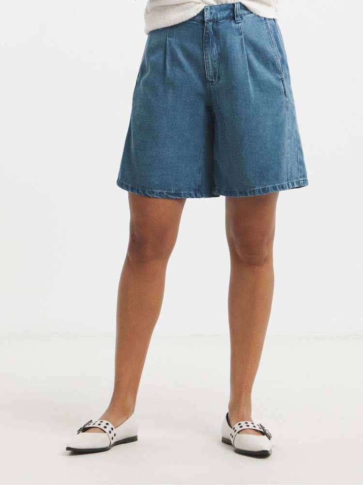 Simply Be Blue Bermuda Denim Shorts With Tencel TM Lyocell - Image 4 of 4