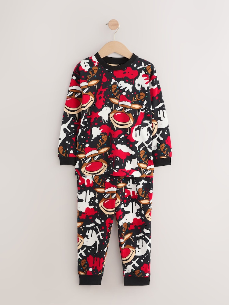 Rojo/negro - Single Jogger Xmas Pyjamas (3-16yrs) - Imagen 1 de 6 Rojo/negro - Single Jogger Xmas Pyjamas (3-16yrs) - Imagen 1 de 6