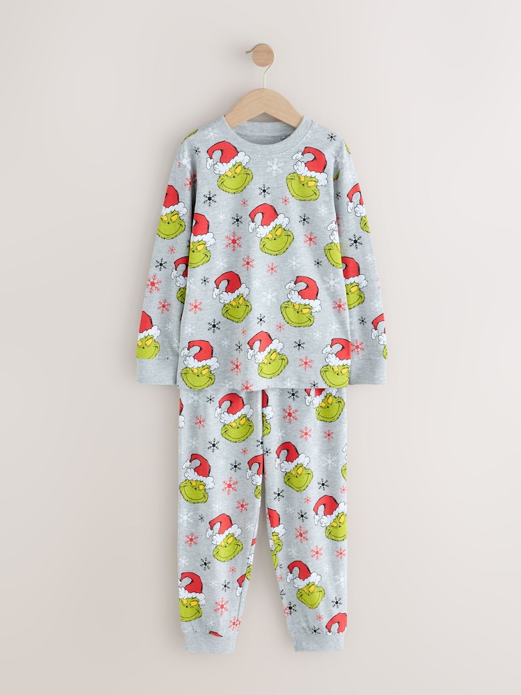 Green/Grey Grinch Single Jogger Xmas Pyjamas (3-16yrs) - Image 1 of 4
