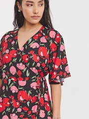 Simply Be Black Wrap Midi Dress - Image 3 of 4