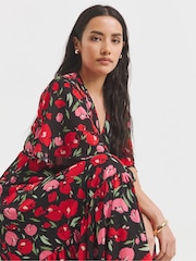 Simply Be Black Wrap Midi Dress - Image 4 of 4