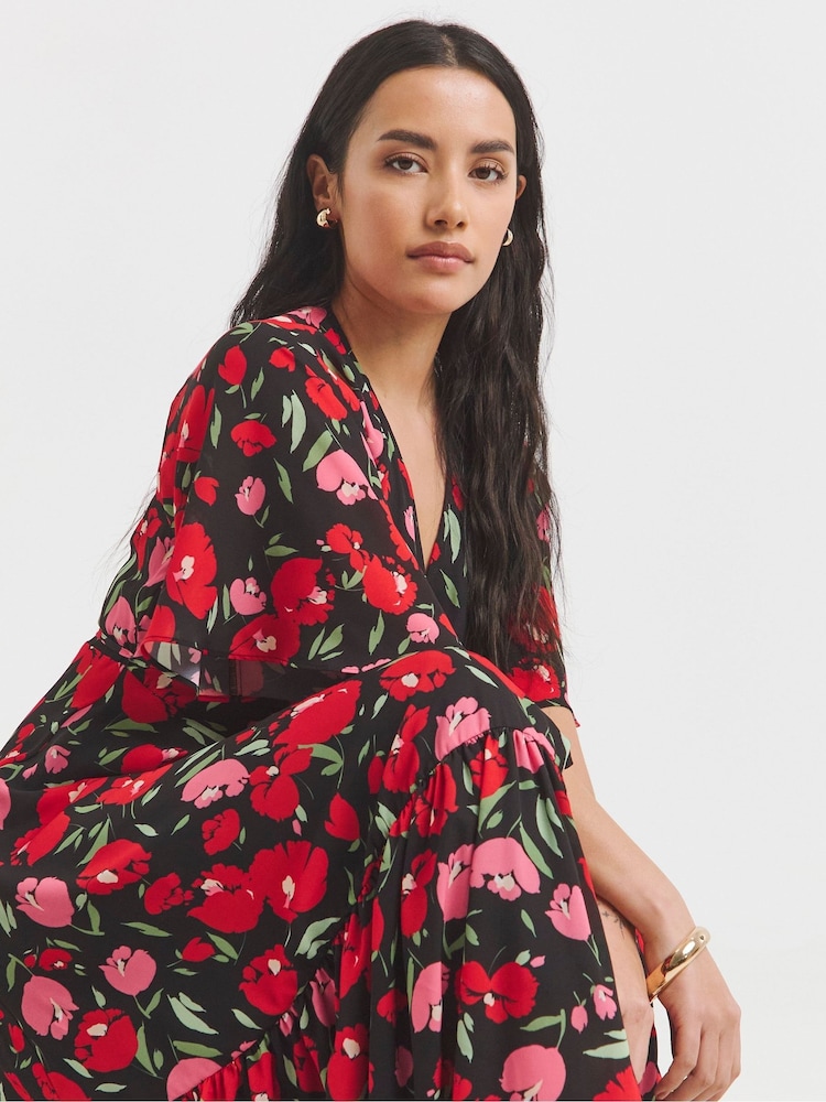 Simply Be Floral Print Wrap Midi Dress - Image 4 of 4 Simply Be Floral Print Wrap Midi Dress - Image 4 of 4
