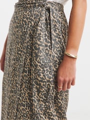 Simply Be Brown Linen Wrap Loop Detail Midi Skirt - Image 3 of 4